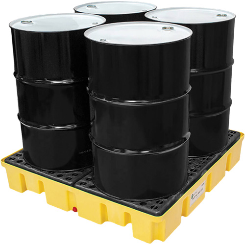 Poly-Slim-Line Spill Pallet with Drain, 66 US gal. Spill Capacity, 49" x 49" x 8.75" D. Morneault & Fils
