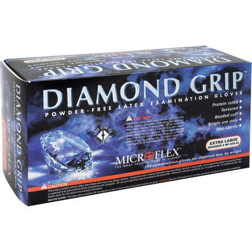 Diamond Grip Examination Gloves, Large, Latex, 8-mil, Powder-Free, Natural, Class 2 D. Morneault & Fils