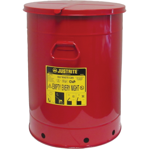 Contenant manuel pour d&eacute;chets huileux, Homologu&eacute; FM/List&eacute; UL, 21 gal. US, Rouge D. Morneault & Fils