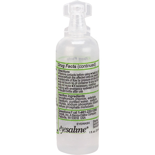 Saline Eyewash Bottles, Full Bottle, 1 oz. D. Morneault & Fils