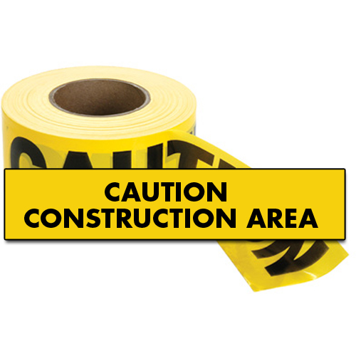 Rubans standards pour barricades, Anglais, 3" la x 1000' lo, 2 mils, Noir sur jaune D. Morneault & Fils