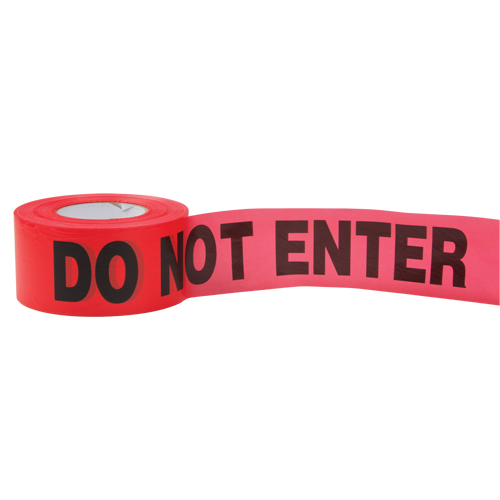 Rubans standards pour barricades, Anglais, 3" la x 1000' lo, 2 mils, Rouge D. Morneault & Fils