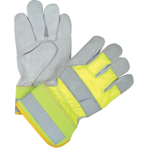 Premium Quality High Visibility Fitters Gloves, Large, Split Cowhide Palm, Cotton Inner Lining D. Morneault & Fils