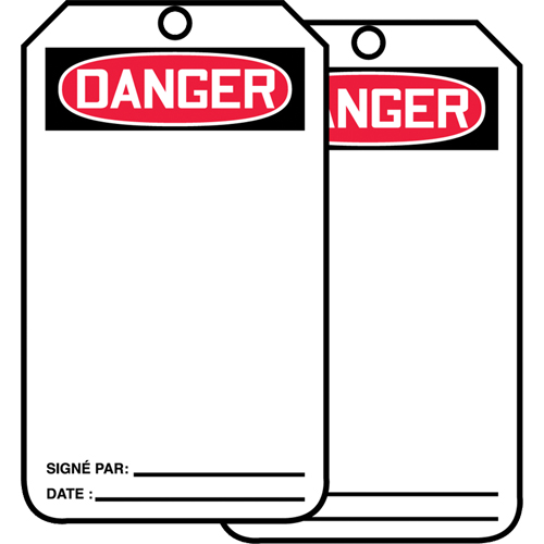 Safety Tags, Cardstock, 3-1/8" W x 5-7/8" H, French D. Morneault & Fils
