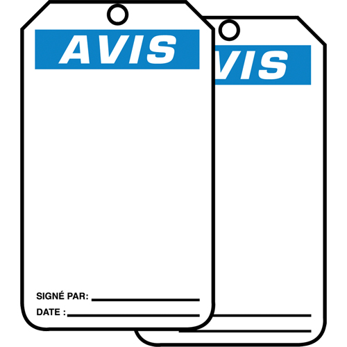 Safety Tags, Cardstock, 3-1/8" W x 5-7/8" H, French D. Morneault & Fils