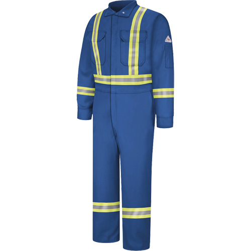 Flame-Resistant Premium Coveralls with Reflective Trim, Size 38, Royal Blue, 12.2 cal/cm² D. Morneault & Fils