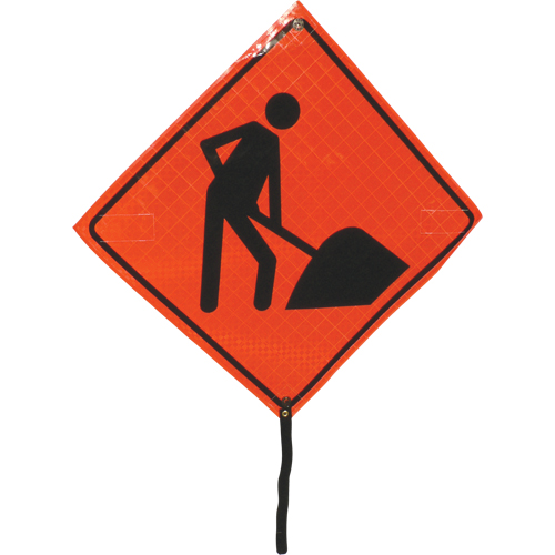 Men At Work Rolled Sign, 24" x 24", Vinyl, Pictogram D. Morneault & Fils