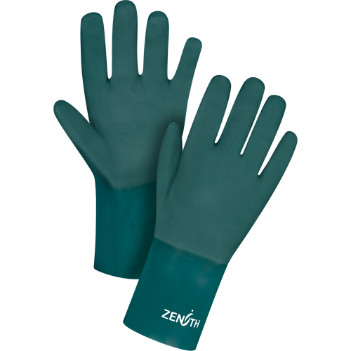 Gants verts &agrave; double enduit, 12" lo, PVC, Doublure en Jersey de coton, 70 mils D. Morneault & Fils