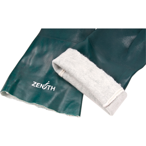Double Dipped Green Gloves, 14" L, PVC, Cotton Jersey Inner Lining, 70-mil D. Morneault & Fils