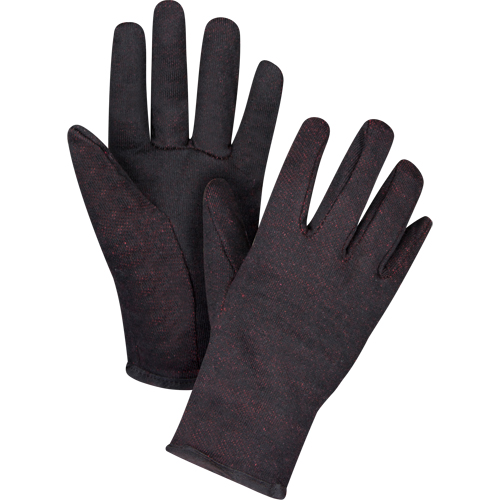 Jersey Gloves, Large, Brown, Red Fleece, Slip-On D. Morneault & Fils