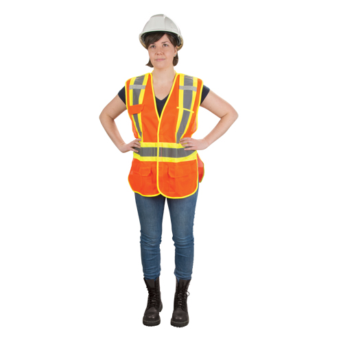 CSA Compliant High Visibility Surveyor Vest, High Visibility Orange, X-Large, Polyester D. Morneault & Fils