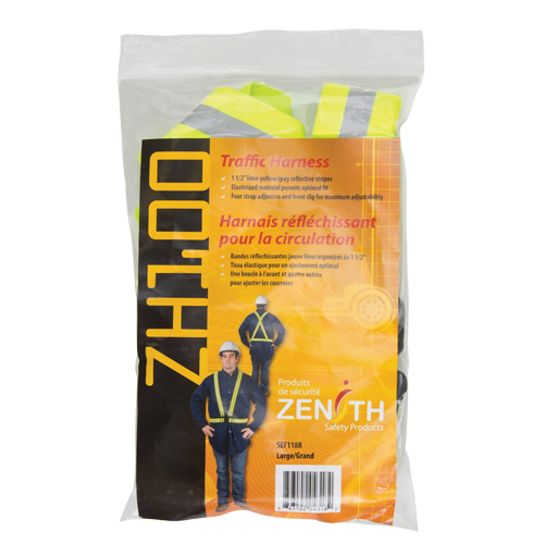 Standard-Duty Safety Harness, High Visibility Lime-Yellow, Silver Reflective Colour, Large D. Morneault & Fils