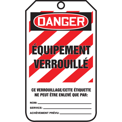 &eacute;tiquettes de verrouillage, Papier cartonn&eacute;, 3-3/8" la x 5-7/8" h, Français D. Morneault & Fils