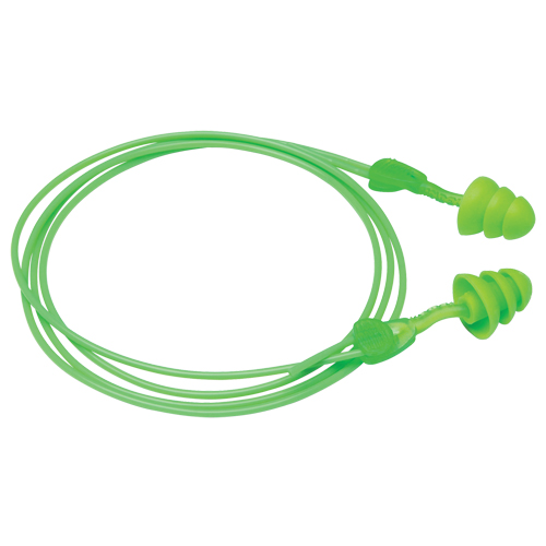 Bouchons d'oreilles r&eacute;utilisables Glide Trio, Avec cordon, Vrac - &agrave; nu, 27 dB NRR, Taille unique D. Morneault & Fils