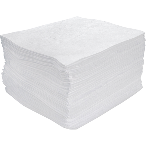 Feuilles absorbantes souffl&eacute;es de premi&egrave;re qualit&eacute;, Huile seulement, 15" x 17", 25 gal. d'absorption D. Morneault & Fils