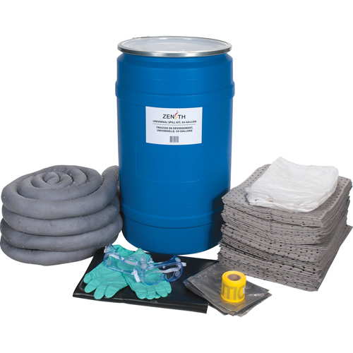 Large-Capacity Spill Kit, Universal, Drum, 30 US gal. Absorbancy D. Morneault & Fils