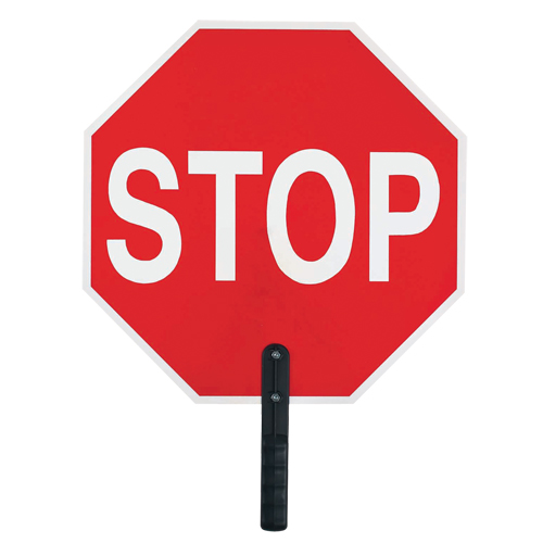 "Stop" Traffic Sign, 18" x 18", Plastic, English with Pictogram D. Morneault & Fils