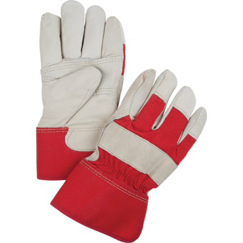 Gants d'ajusteur rouge & blanc doubl&eacute;s pour l'hiver, Grand, Paume en Cuir fleur de vache, Doublure en Boa D. Morneault & Fils