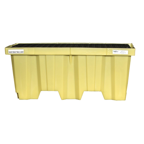 Nestable 2-Drum Poly-Spillpallet With Drain, 66 US gal. Spill Capacity, 51" x 26" x 21" D. Morneault & Fils