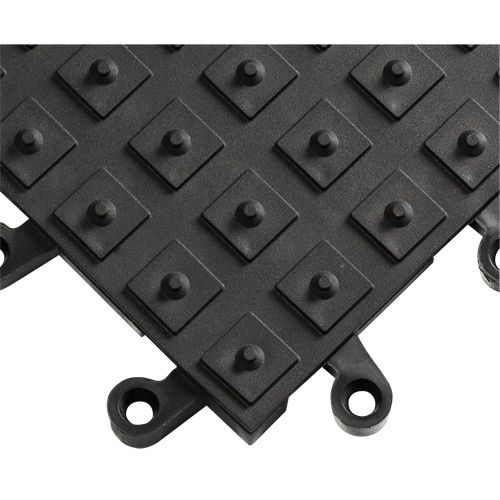 ErgoDeck&reg; Matting With Integrated No-Slip Cleats No. 552, PVC, 1-1/2' W x 1-1/2' L, 7/8" Thick, Black D. Morneault & Fils