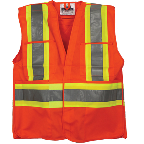 Tear Away Safety Vest, High Visibility Orange, 4X-Large/5X-Large, Polyester D. Morneault & Fils