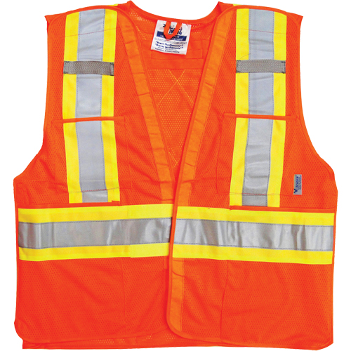 Traffic Safety Vest, High Visibility Orange, Large/X-Large, Polyester D. Morneault & Fils