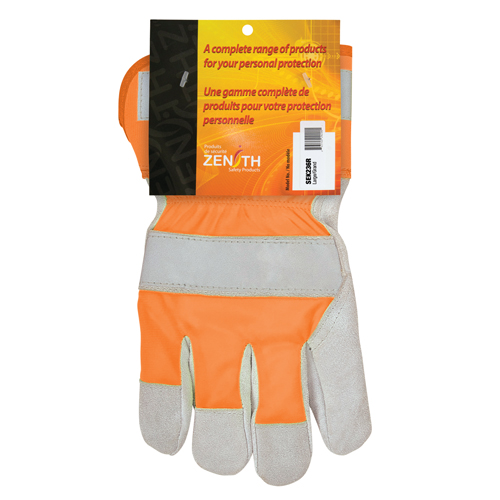 Premium Quality High Visibility Fitters Gloves, Large, Split Cowhide Palm, Cotton Inner Lining D. Morneault & Fils