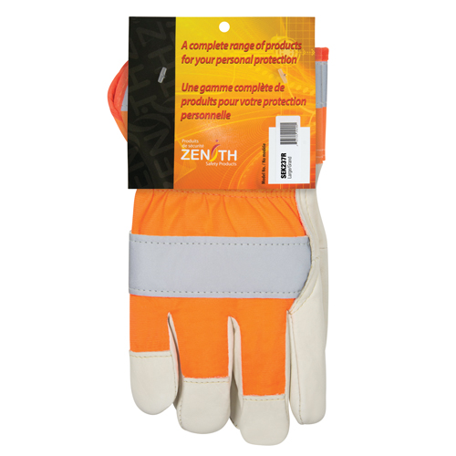 Gants d'ajusteur &agrave; chaleur sup&eacute;rieure orange haute visibilit&eacute;, Grand, Paume en Cuir fleur de vache, Doublure en Thinsulate D. Morneault & Fils