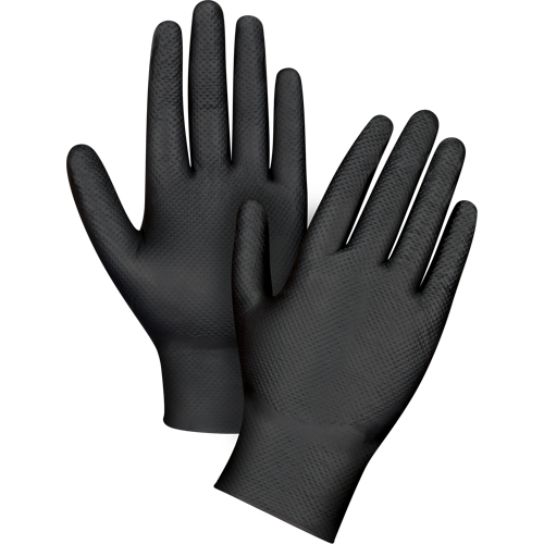 Heavyweight Tactile Grip Examination Gloves, Small, Nitrile, 8-mil, Powder-Free, Black D. Morneault & Fils