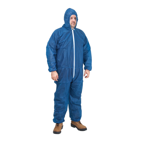 Hooded Coveralls, Medium, Blue, Polypropylene D. Morneault & Fils