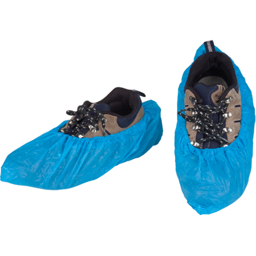 CPE Shoe Covers, Large, Polyethylene, Blue D. Morneault & Fils