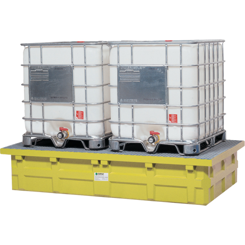 Double IBC Low-Top Without Drain, 385 US gal. Spill Capacity, 110" x 55" x 20" D. Morneault & Fils