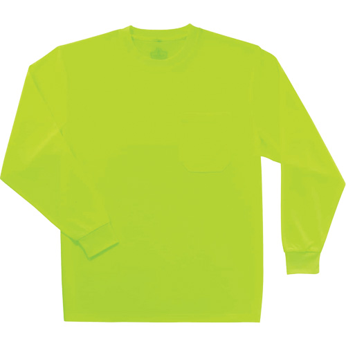 GloWear 8091 Non-Certified Long Sleeve T-Shirt, Polyester, Small, High Visibility Lime-Yellow D. Morneault & Fils