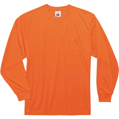 GloWear 8091 Non-Certified Long Sleeve T-Shirt, Polyester, Small, High Visibility Orange D. Morneault & Fils