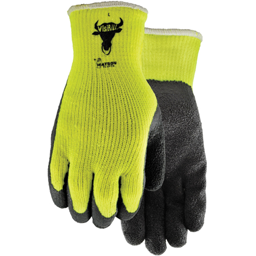 330 Visibull Gloves, 7/Small, Rubber Latex Coating, Polyester Shell D. Morneault & Fils
