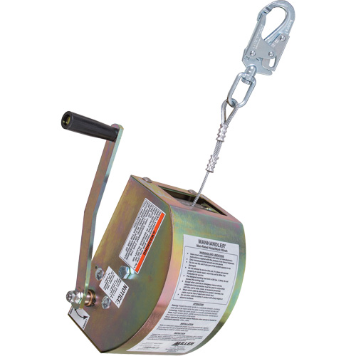 ManHandler Hoist/Winch Lifeline, 65', 1 Leg, Stainless Steel Cable, Snap Hook Harness Connector, Built-in Anchor D. Morneault & Fils