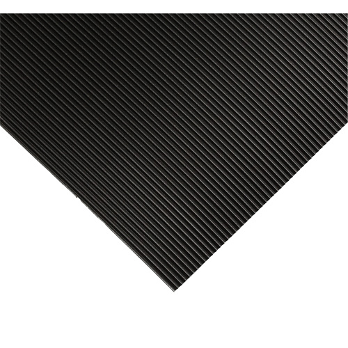 Corrugated Switchboard Matting No.702, 2' W x 10' L, 1/4" Thickness, Black, PVC D. Morneault & Fils