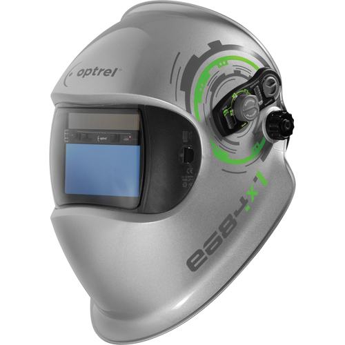 e684 Welding Helmets, 3.94" L x 1.97" W View Area, 4/5 - 13 Shade Range, Silver D. Morneault & Fils