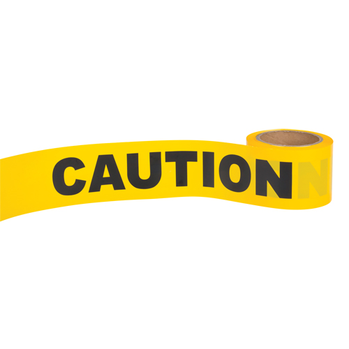 "Caution" Barricade Tape, English, 3" W x 300' L, 1.5 mils, Black on Yellow D. Morneault & Fils