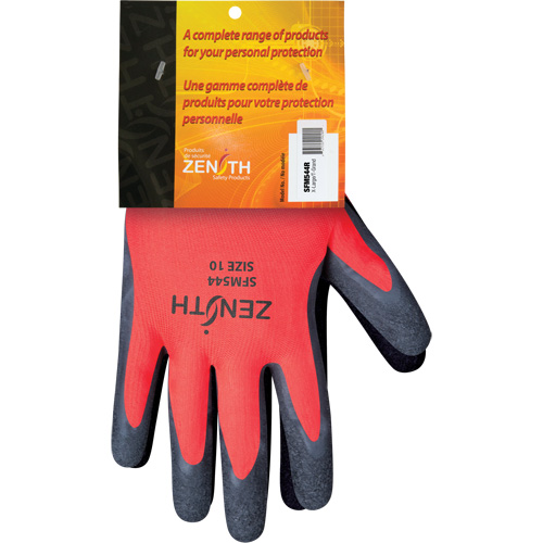 Gants enduits de latex de caoutchouc naturel, 10, R&ecirc;vetement Latex de caoutchouc, Calibre 13, Enveloppe en Polyester D. Morneault & Fils