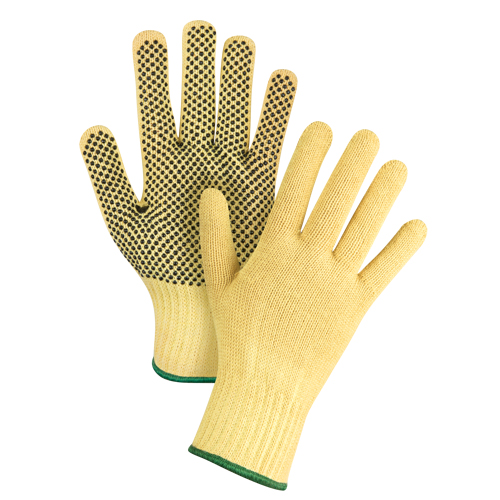 Gants tricot&eacute;s sans couture &agrave; pois, Taille Moyen/8, Calibre 7, Rev&ecirc;tement PVC, Enveloppe en Kevlar, ASTM ANSI niveau A2/EN 388 niveau 3 D. Morneault & Fils