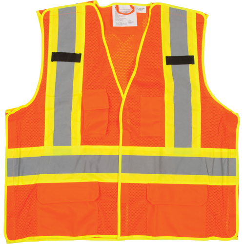 Veste de s&eacute;curit&eacute; d&eacute;tachable en cinq points de premi&egrave;re qualit&eacute;, Orange haute visibilit&eacute;, Grand/T-Grand, Polyester D. Morneault & Fils