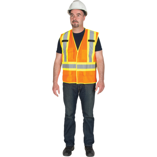 Veste de s&eacute;curit&eacute; d&eacute;tachable en cinq points de premi&egrave;re qualit&eacute;, Orange haute visibilit&eacute;, Grand/T-Grand, Polyester D. Morneault & Fils