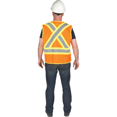 Veste de s&eacute;curit&eacute; d&eacute;tachable en cinq points de premi&egrave;re qualit&eacute;, Orange haute visibilit&eacute;, Grand/T-Grand, Polyester D. Morneault & Fils