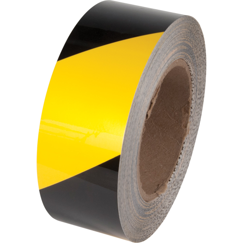 Tuff Mark&reg; Floor Marking Tape, 4" x 100', Polyester, Black and Yellow D. Morneault & Fils