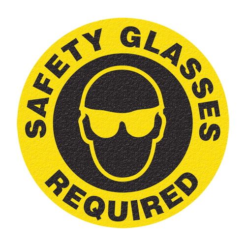 Panneau de signalisation au sol  Safety Glasses , Adh&eacute;sif, Anglais avec pictogramme D. Morneault & Fils