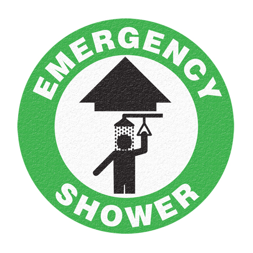 Panneau de signalisation au sol  Emergency Shower , Adh&eacute;sif, Anglais avec pictogramme D. Morneault & Fils