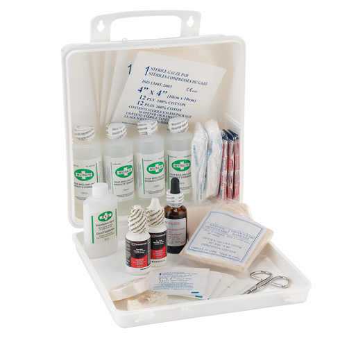Trousse de premiers soins des brûlures pour soudeurs Dynamic, Dispositif m&eacute;dical Classe 1, Boîte en plastique D. Morneault & Fils