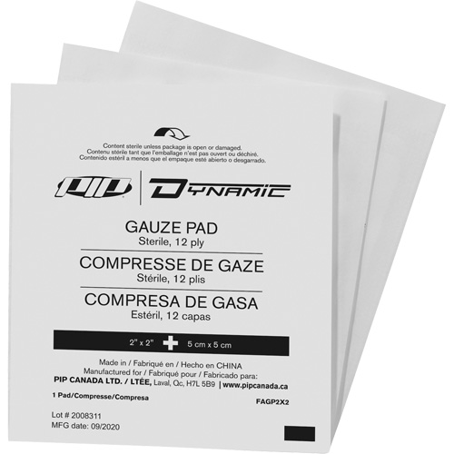 Gaze Dynamic, Tampon, 2" lo x 2" la, St&eacute;rile, Dispositif m&eacute;dical Classe 1 D. Morneault & Fils