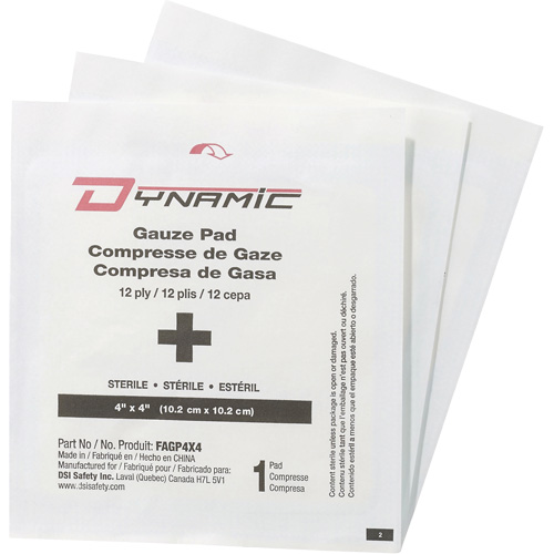 Gaze Dynamic, Tampon, 4" lo x 4" la, St&eacute;rile, Dispositif m&eacute;dical Classe 1 D. Morneault & Fils